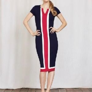 Boden Flora Ponte 4P 2P Red Navy White Sheath Dress